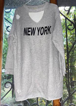 Оверсайз платье с надписью new york2 фото