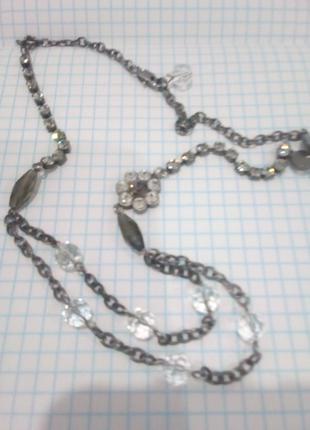 Ожерелье мельхиор горний хрусталь