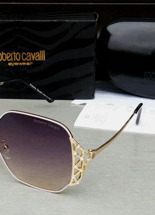 Roberto cavalli очки женские солнцезащитные серо сиреневый градиент в золотом металле2 фото