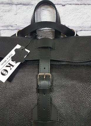 Рюкзак-сумка натуральна шкіра, чорний флотар7 фото