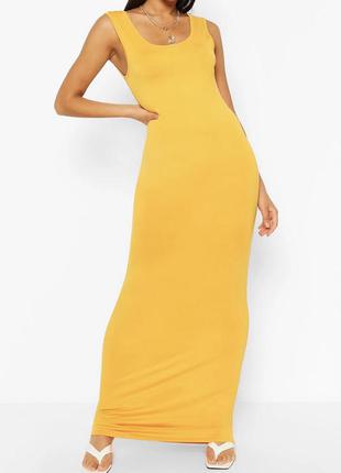 Макси платье на бретелях   boohoo   желтое 💛  тонкая 💭  лёгкая 💭  тянется 💭3 фото