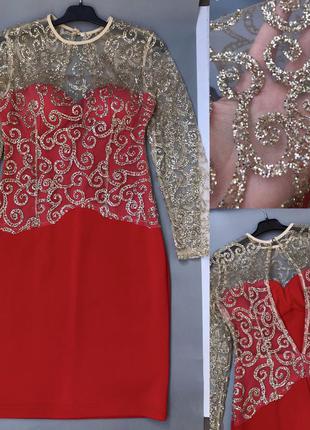 Красное платье с блестками1 фото