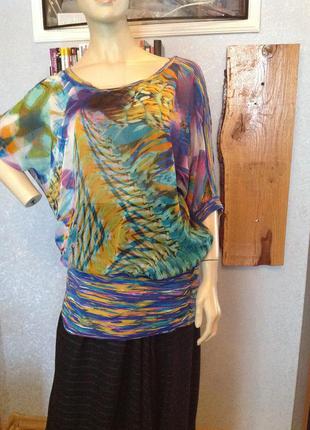 Миленька комбінована блуза "акварелі" бренду etam, 54-56 р.