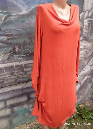 Трикотажное морковное платье бохо