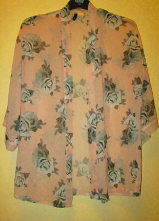 Акція 1+1=3 актуальний красивий пудрово-рожевий кардиган h&m квіти розмір s