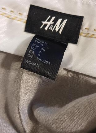 Льняная юбка костюмная с поясом встречная складка h&m 36eu 6usa 6ca 165/68a cn6 фото