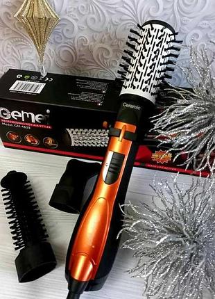 Фен-расческа gemei gm-4828 с вращающимися насадками и керамическим покрытием 3 в 1
