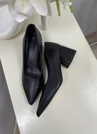 Ексклюзивні туфлі човники італійська шкіра чорні7 фото