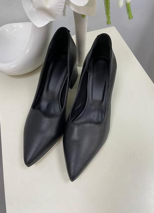 Ексклюзивні туфлі човники італійська шкіра чорні3 фото