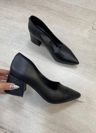 Ексклюзивні туфлі човники італійська шкіра чорні2 фото