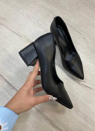 Ексклюзивні туфлі човники італійська шкіра чорні6 фото