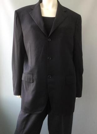 Вовняний (100%) чорний однобортний піджак знаменитого бренду al duca d"aosta, італія
