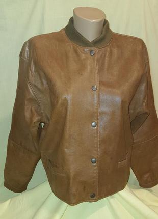 Шкіряна жіноча куртка-піджак блейзер бомбер 38eu 44-46ua оверсайз греція3 фото