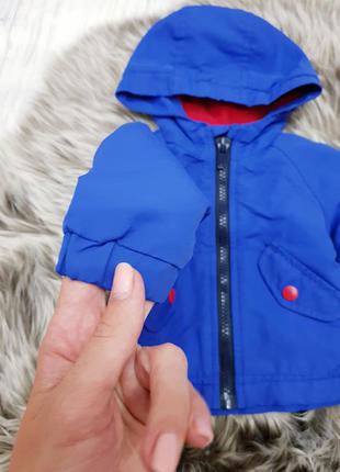 Синя курточка на флісі на новонародженого 0-3 місяців3 фото