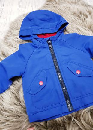 Синя курточка на флісі на новонародженого 0-3 місяців4 фото
