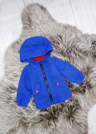 Синяя курточка на флисе на новорождённого 0-3 месяцв