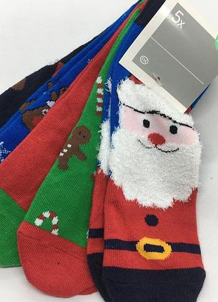 Набор 5 пар р 23-26, 27-30 носки c&a германия новый год олень дед мороз санта новогодние