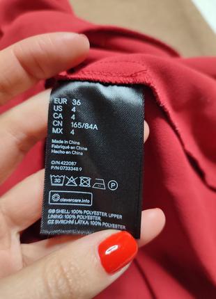 H&m платье с вырезом красное миди свободная юбка рукава с тиснением6 фото