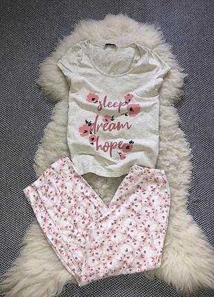 Піжама домашня костюм футболка бавовна натуральна квітковий