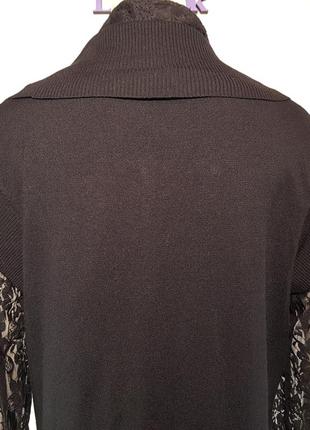Платье обманка "giani f." "giani forte" вязаное с гипюром черное (франция).7 фото
