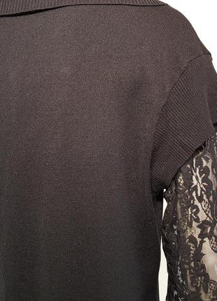 Платье обманка "giani f." "giani forte" вязаное с гипюром черное (франция).8 фото
