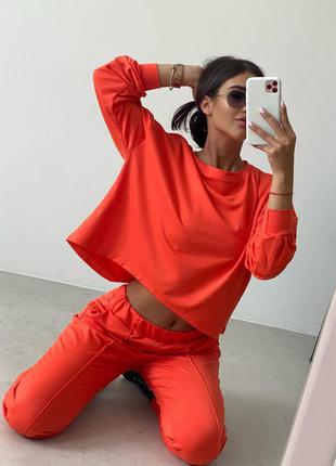 Костюмчик спортивный, прогулочный (кофта и брюки) оранжевый3 фото