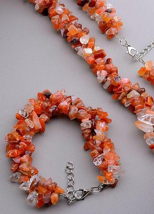 Бусы+браслет сердолик