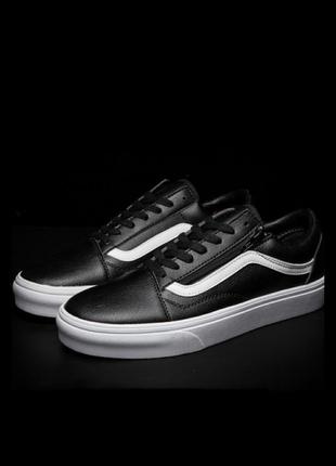 Кеды vans old skool leather black кожа2 фото