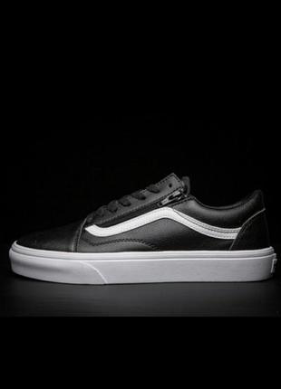 Кеды vans old skool leather black кожа