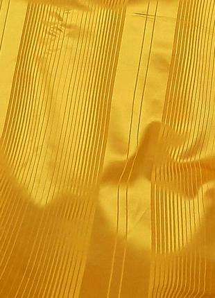Ткань портьерная жёлтая на метраж для штор покрывал наволочек шёлковые атласные полоски4 фото