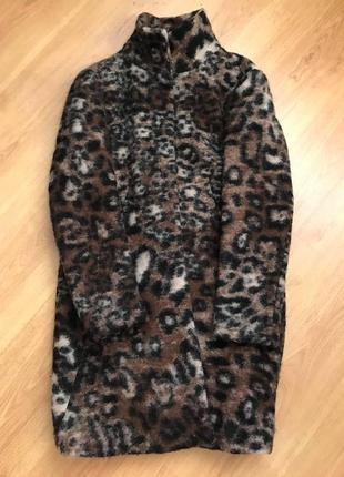Zara basic! оригінальне модне пальто в тигровий принт 76 % валяне шерсть