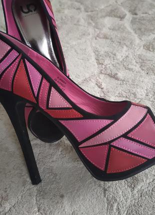 Туфли на каблуке красные розовые5 фото