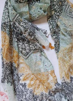 Великий жіночий шарф, палантин з пензликами3 фото