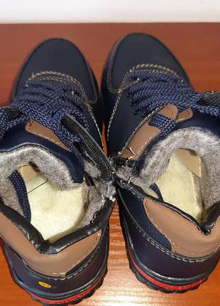 Мужские подростковые ботинки зимние синие теплые6 фото