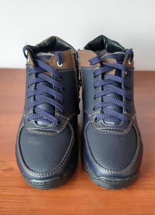 Женские зимние ботинки синие теплые7 фото
