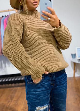 Теплий светр, об'ємний светр вовняний светр, в'язана кофта, 12 кольорів, джемпер, теплий джемпер, бежевий джемпер2 фото