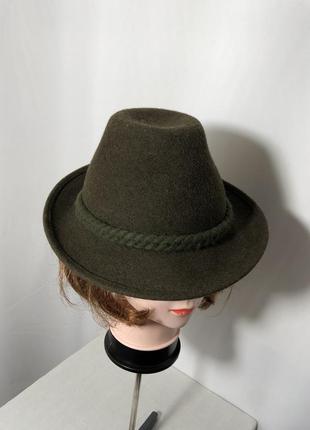 Шляпа тирольская зеленая фетр октоберфест