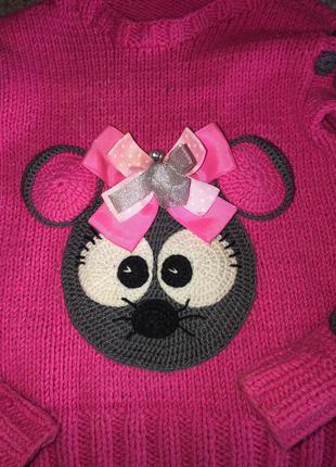 Свитер мышка эксклюзив minnie mous на девочку 3-4 годика2 фото