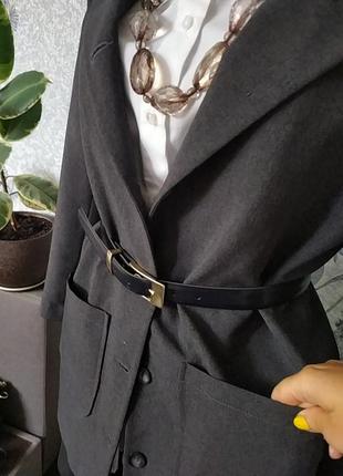 Сірий піджак прямого крою з капюш✓363 фото