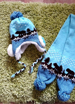 Комплект зимняя шапка и шарф1 фото