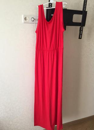 Красное длинное платье h&m