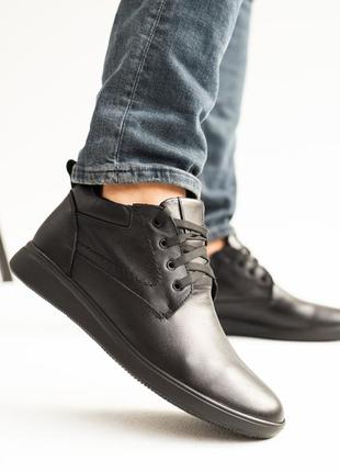Кожаные черные ботинки (осень зима)6 фото