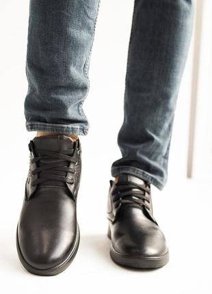 Кожаные черные ботинки (осень зима)2 фото