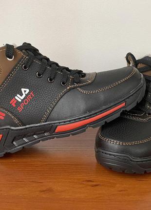 Чоловічі підліткові черевики зимові чорні теплі2 фото