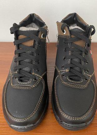 Чоловічі підліткові черевики зимові чорні теплі4 фото