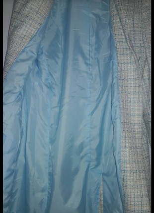 Пальто в бежево-голубой расцветке5 фото