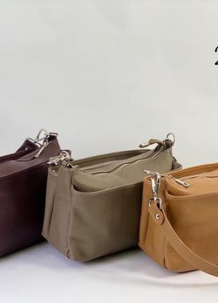Сумка кожаная пудра итальянская сумка кожаная сумка шкіряна світла італія5 фото