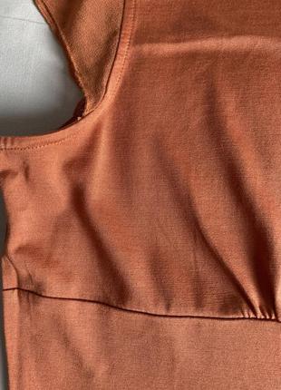 Красивая блуза топ на запах терракотового цвета august silk4 фото