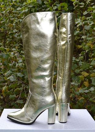 Чоботи шкіряні з гострим носом на вісокому каблуці 9см