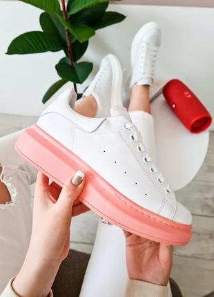 Женские кроссовки alexander mcqueen white pink скидка sale | жіночі кросівки знижка